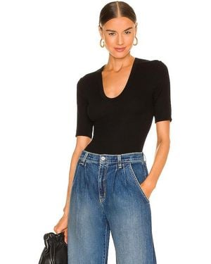 Enza Costa Stretch Silk Knit Half Sleeve Top - Black