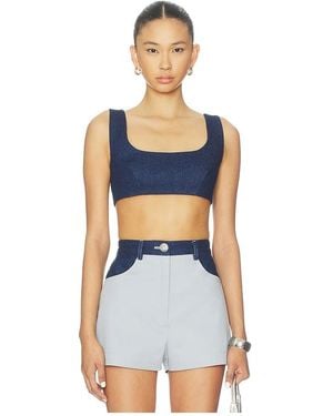 Matthew Bruch Tie Back Crop Top - Blue