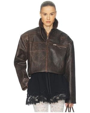 Helsa The Leather Oversized Moto Jacket - Black