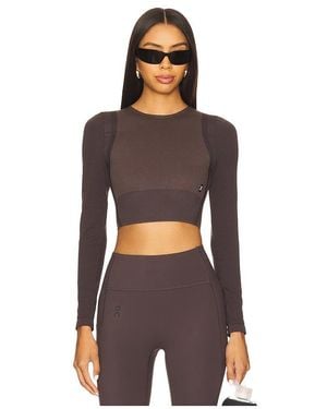 On Shoes Studio Knit Crop Lg Sleeve Top En Color Charcoal Talla (También En S, Xs) - Multicolor