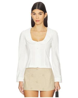 My Mum Made It Curved Collar Button Shirt en White - Blanc