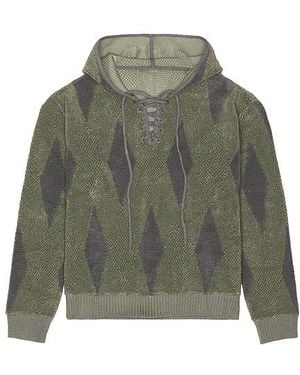 Isa Boulder Small Argyle Towel Hoodie - Green