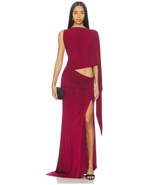 Alex Perry One Shoulder Drape Sleeve Gown - Red
