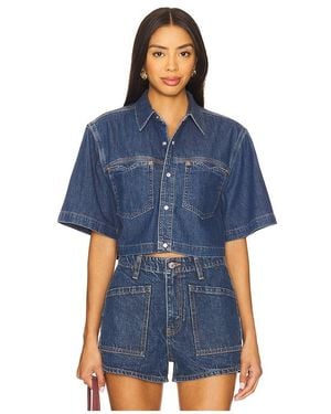 RE/DONE Oversized Crop Shirt - Blue