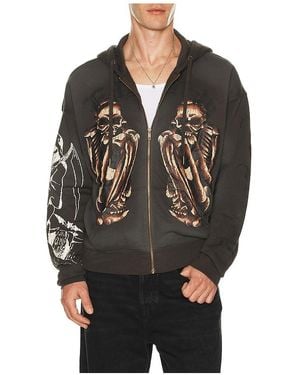 Ed Hardy Sudadera Con Capucha Con Cremallera Skeles En Color Gris Talla (También En M, S, Xl/1X) - Negro