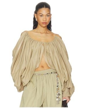 Balmain Bluse Draped Cotton - Natur