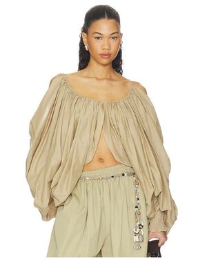Balmain Bluse Draped Cotton - Natur