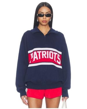 Terez New England Patriots Team Stripe Quarter Zip Sweater - Red
