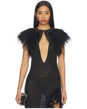 Jaded London Bolerojacke Feather With Pu Placket - Schwarz