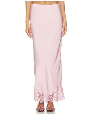 Bardot Elisan Lace Satin Midi Skirt - Pink