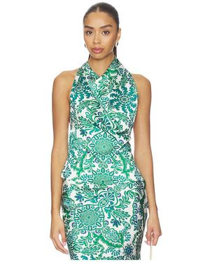 MISA Los Angles Fern Top En Color Blanco, Verde Talla (También En Xxs, Xs, S, M, Xl) - Azul