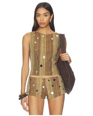 Jaded London Stripe Mirror Trim Top - Multicolor