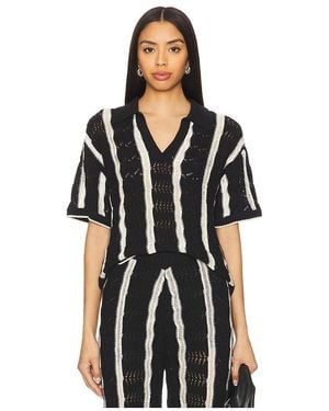 Central Park West Novelty Stitch Polo - Black
