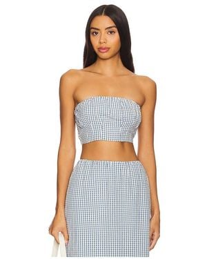 Posse Mira Strapless Crop Top - Blue