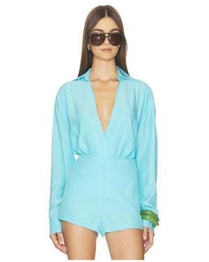 NonChalant Label Valen Silk Bodysuit - Blue