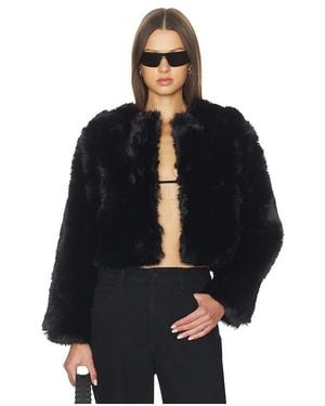 Blank NYC Crop Faux Fur Coat - Blue