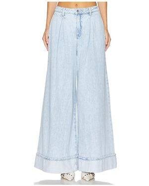 WeWoreWhat Pleated Wide Leg Jeans - Blue