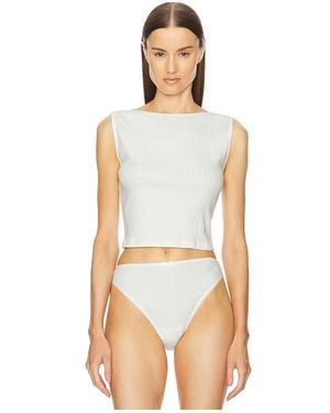 Helsa Pointelle Muscle Tank - White