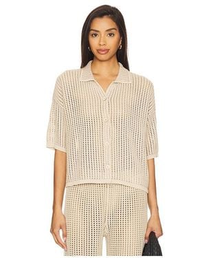 Barefoot Dreams Sunbleached Buttoned Short Sleeve - Natural