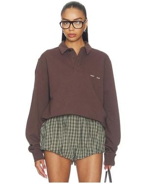 Quiet Golf Monogram Washed Rugby Jumper - Brown