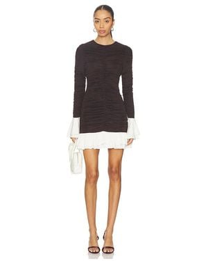 ROTATE BIRGER CHRISTENSEN Mini Ruched Long Sleeve Dress - Black