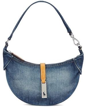 Polo Ralph Lauren Denim & Leather Shoulder Bag - Blue