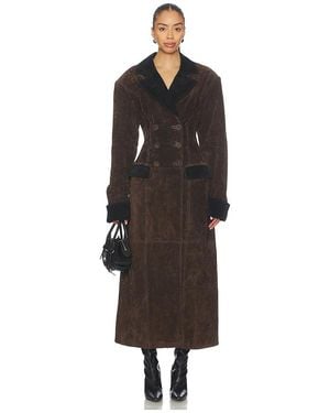 WeWoreWhat X Premium Double Breasted Suede Coat - Black