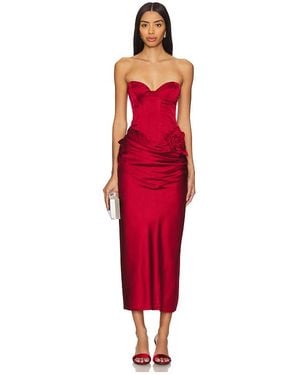 LPA Ilaria Corset Midi Dress - Red