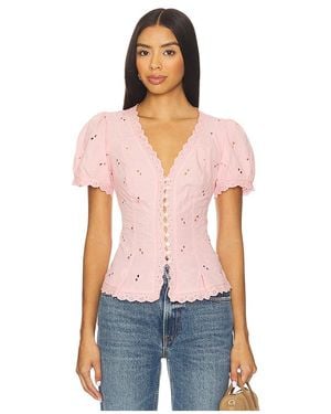 Free People X Revolve Belle Eyelet Blouse - Blue