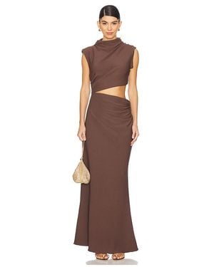 Elliatt Cut-Out Crepe Maxi Gown - Brown
