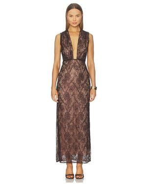 AKNVAS Leo Beaded Gown - Brown