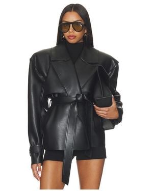 Naked Wardrobe Faux Leather Trench Jacket - Black