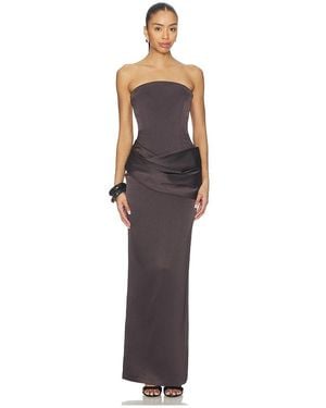 Alex Perry Strapless Curved Corset Drape Column Dress - Multicolor
