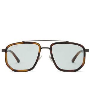 Gucci Noble Tip Rectangular Sunglasses - Brown