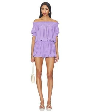 Norma Kamali Short Sleeve Peasant Puff Jumpshort - Purple