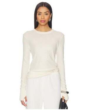 Enza Costa Cashmere Easy Cuffed Crew Top - White