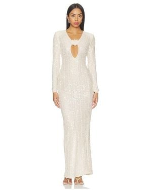 PATBO Lara Crochet Plunge Maxi Dress - White