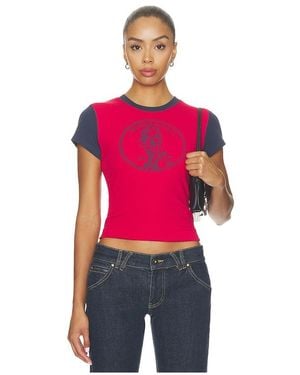 Frankie's Bikinis Eva Cotton Ribbed Tee Shirt - Red