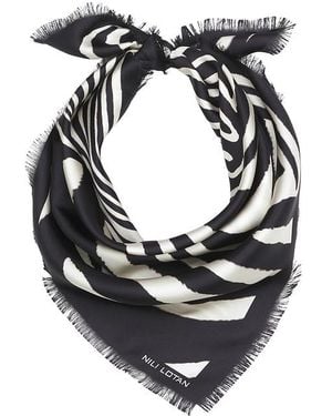 Nili Lotan Zebra Twill Scarf en Brown. - Noir
