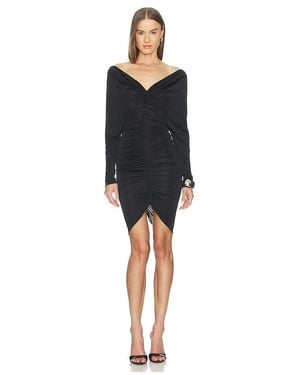 Atlein V Neck Ruched Short Dress - Black