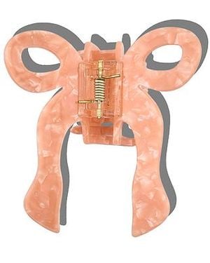 Solar Eclipse Pinza De Garra Con Lazo Coquette Pintado A Mano Hand-Painted Coquette Bow Claw Clip En Color Coral Talla - Multicolor