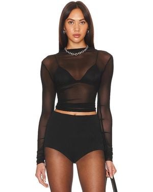 superdown Eliza Sheer Mesh Top - Black