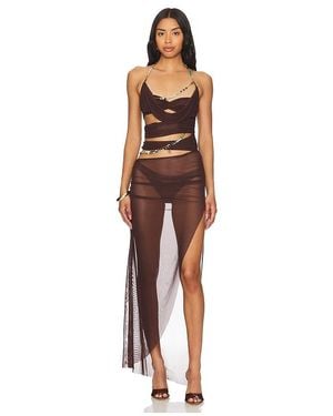 Jaded London Draped Maxi Dress - Brown