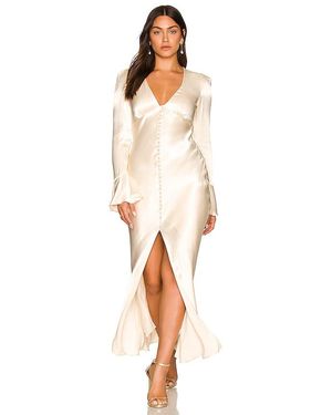la lune asymmetrical bias cowl midi dress Shona Joy La Lune Asymmetrical Bias Cowl Midi Dress - Cream