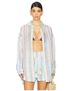 Vitamin A Playa Linen Boyfriend Shirt - White