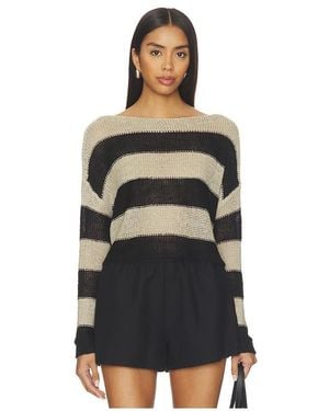 Enza Costa Bateau-Pullover Stripe Linen Bateau Sweater - Schwarz