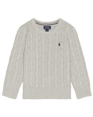 Polo Ralph Lauren Kids Long Sleeve Cotton Cable-Knit Crewneck Sweater - Weiß