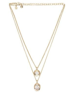 Ettika Bezel-Set Crystal Pendant Necklace - White
