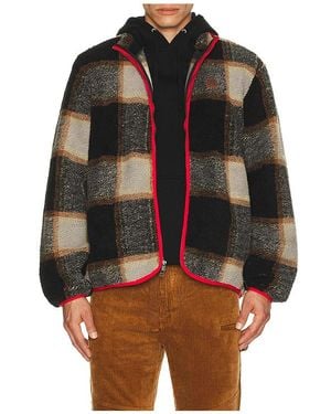 Brixton Buffalo Plaid Sherpa Full Zip Jacket - Black