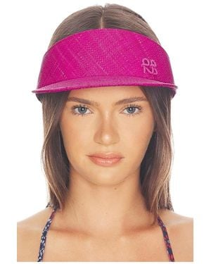 Ruslan Baginskiy Monogram-Embellished Straw Visor Hat - Pink